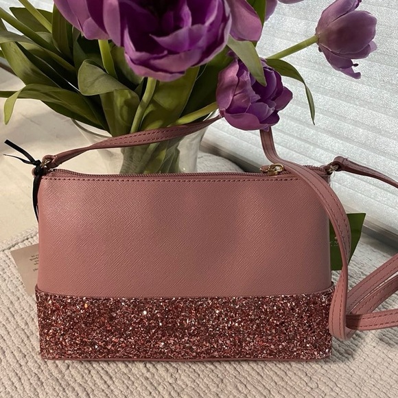 NWT Kate Spade Crossbody Dusty Peony w/Sparkles - Picture 7 of 11